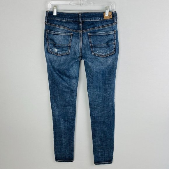 AE American Eagle Womens 6 R Jegging Super Stretch Destroyed Whiskered Jeans - Picture 5 of 9